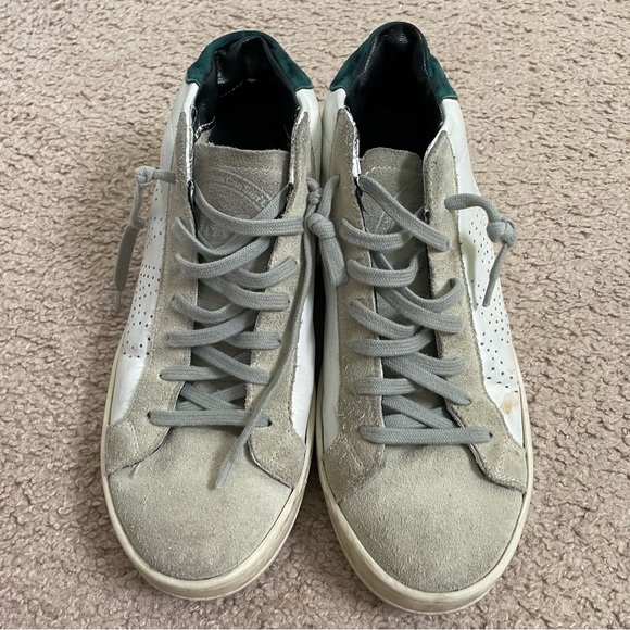 P448 RARE John Mid-Top Sneakers in White w/ Green Accent SIZE 37 - Picture 5 of 14